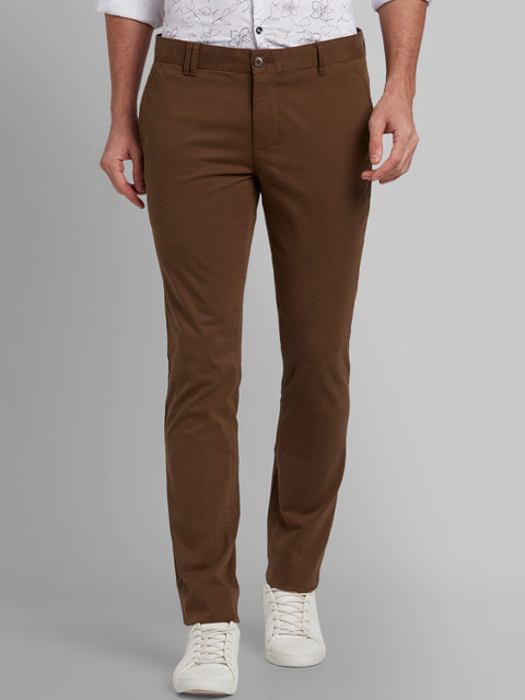 

Parx Men Khaki Brown Slim Fit Solid Regular Trousers