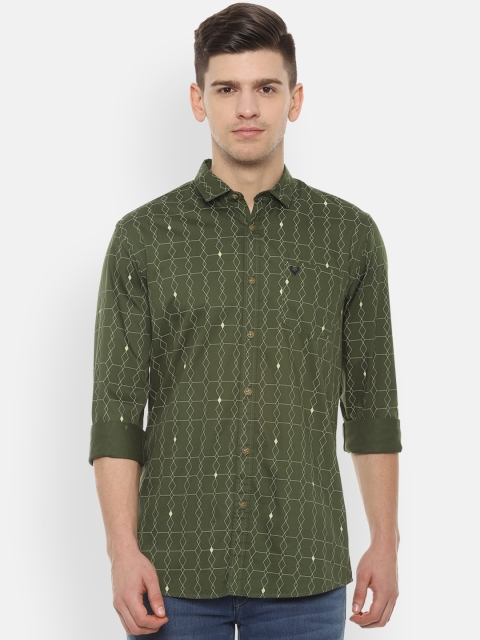 

Solly Jeans Co. Men Olive Green Regular Fit Printed Casual Shirt