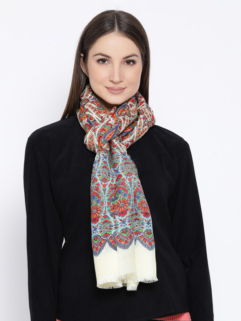 

SHINGORA Women Off-White & Red Printed Stole