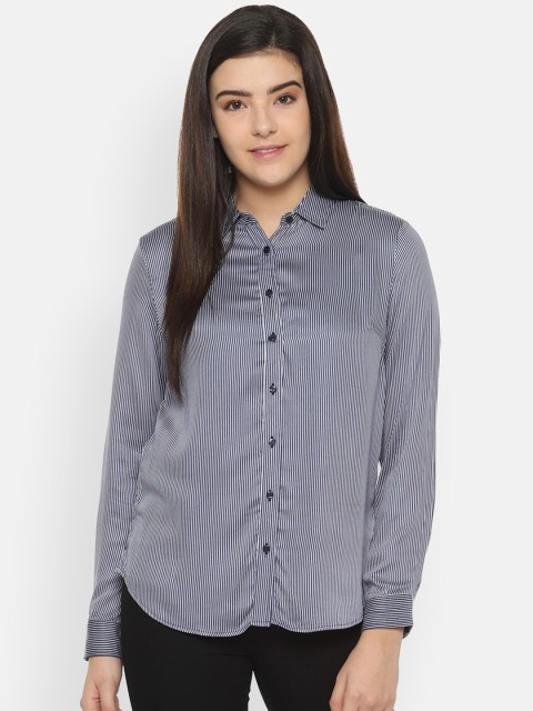 

Allen Solly Woman Women Grey Regular Fit Striped Casual Shirt