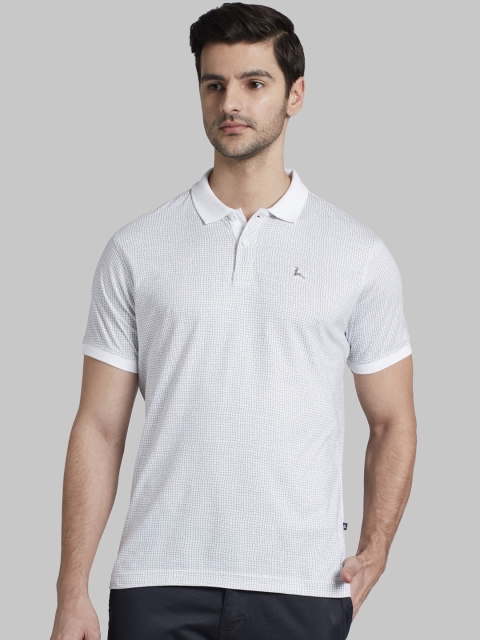 

Parx Men White Printed Polo Collar T-shirt