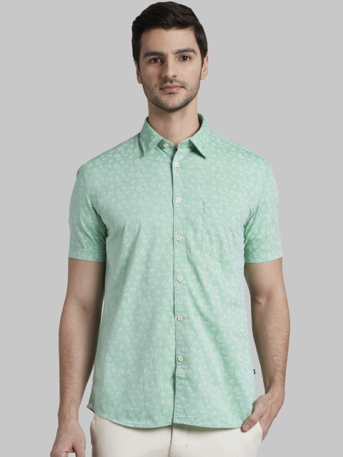 

Parx Men Green Slim Fit Printed Casual Shirt