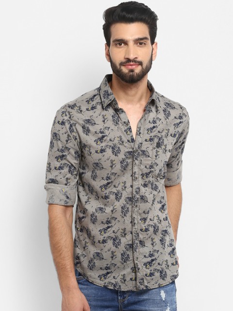 

Mufti Men Grey Slim Fit Printed Casual Shirt