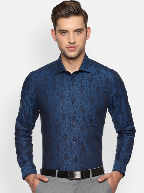 

Louis Philippe Men Navy Blue Regular Fit Printed Formal Shirt
