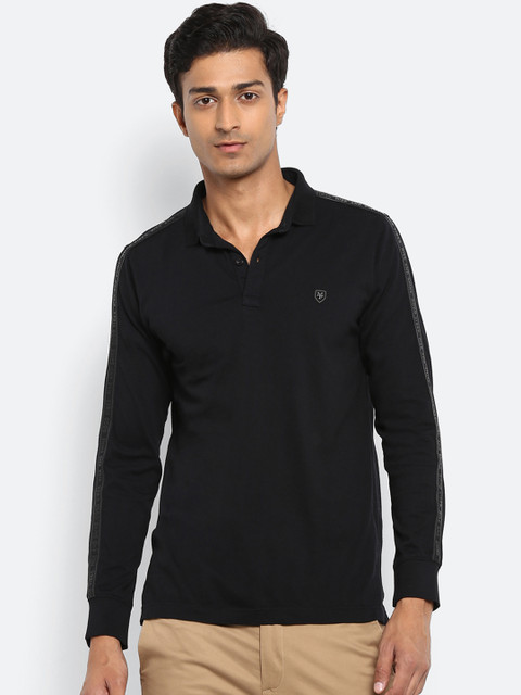 

Mufti Men Black Solid Polo Collar Pure Cotton T-shirt