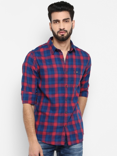 

Mufti Men Blue & Red Slim Fit Checked Casual Shirt