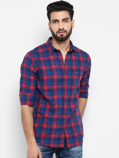 

Mufti Men Blue & Red Slim Fit Checked Casual Shirt