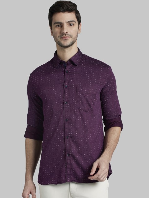 

Parx Men Purple Slim Fit Printed Casual Shirt
