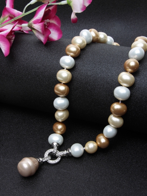 DUGRISTYLE Women Silver-Plated & Gold-Toned Necklace, Yellow