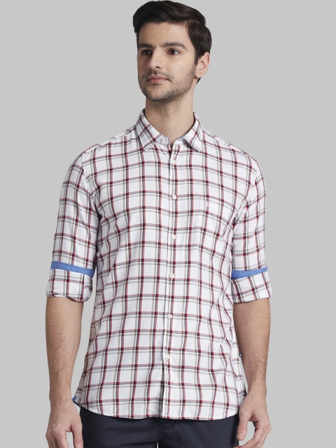 

Parx Men White & Red Slim Fit Checked Casual Shirt