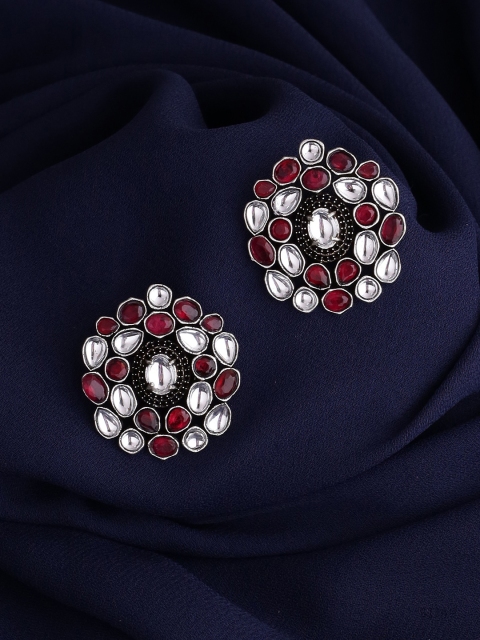 

Voylla Silver-Plated & Oxidised Floral Studs