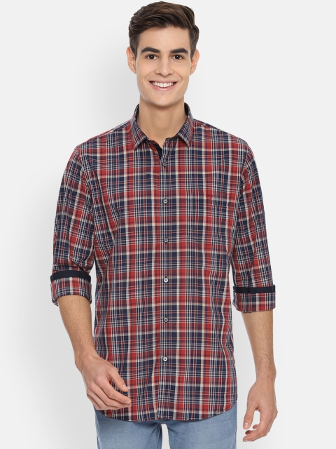 

Van Heusen Sport Men Navy Blue & Red Slim Fit Checked Casual Shirt