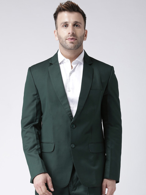 

Hangup Men Green Solid Single Breasted Regular Fit Formal Blazer