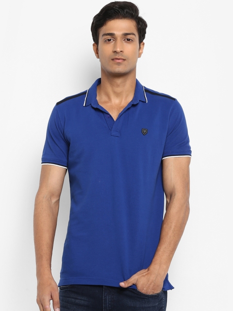 

Mufti Men Blue Solid Polo Collar Slim Fit Pure Cotton T-shirt