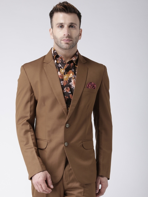 

Hangup Men Brown Solid Single Breasted Regular Fit Formal Blazer