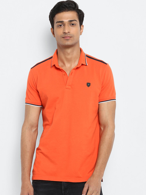 

Mufti Men Orange Solid Slim Fit Polo Collar Pure Cotton T-shirt