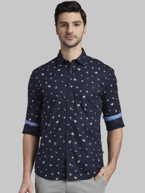 

Parx Men Navy Blue & Off-White Slim Fit Printed Casual Shirt