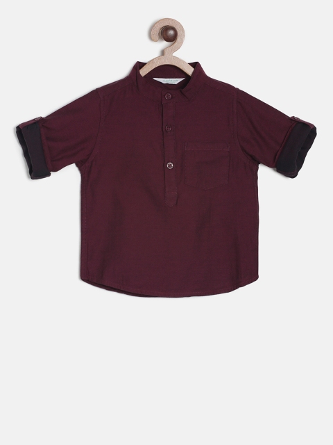 

MINI KLUB Boys Maroon Regular Fit Solid Casual Shirt