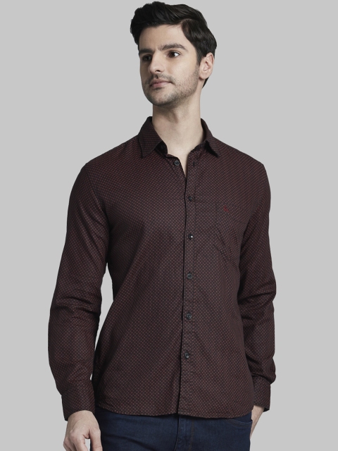 

Parx Men Black & Brown Slim Fit Self Design Casual Shirt