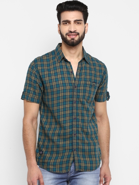 

Mufti Men Green Slim Fit Checked Casual Shirt