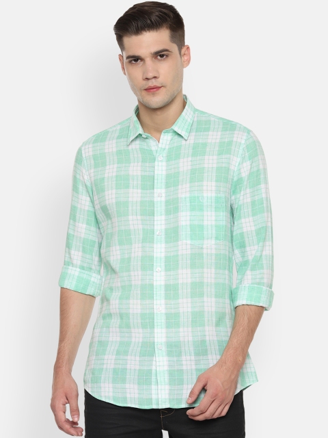

Van Heusen Sport Men Green & White Slim Fit Checked Casual Shirt