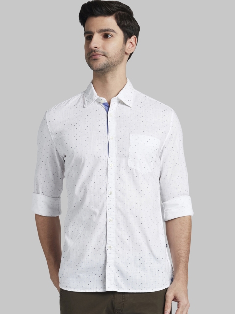 

Parx Men White Slim Fit Printed Casual Shirt