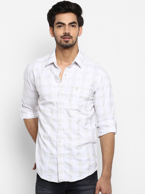 

Mufti Men White Slim Fit Checked Casual Shirt
