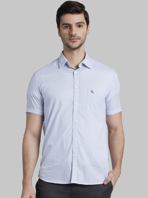 

Parx Men White & Blue Slim Fit Printed Casual Shirt