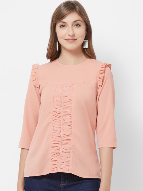 

109F Women Pink Solid Top