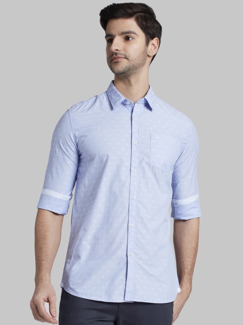 

Parx Men Blue Slim Fit Self Design Casual Shirt