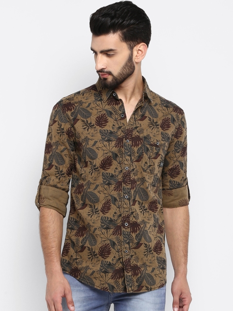 

Mufti Men Khaki Slim Fit Printed Casual Shirt