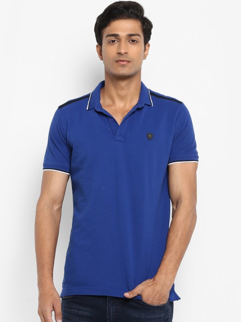 

Mufti Men Blue Solid Slim Fit Polo Collar Pure Cotton T-shirt