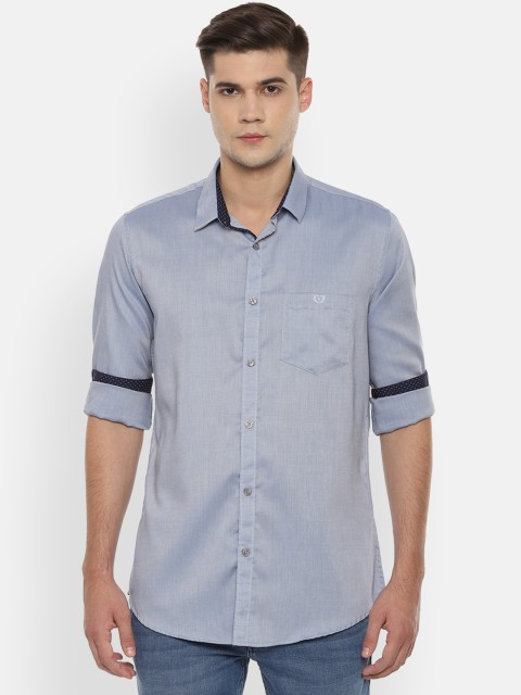 

Van Heusen Sport Men Blue Slim Fit Self Design Casual Shirt