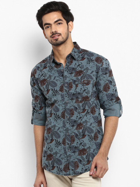 

Mufti Men Blue Slim Fit Printed Casual Shirt