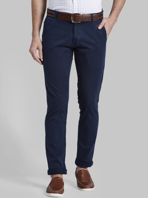 

Parx Men Navy Blue Tapered Fit Solid Regular Trousers