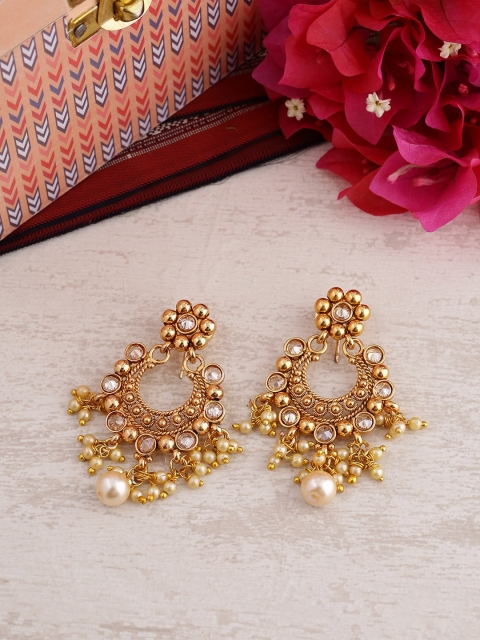 

Voylla Gold-Toned Handcrafted Classic Drop Earrings