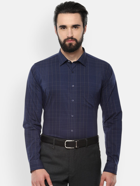 

Van Heusen Men Navy Blue Slim Fit Checked Formal Shirt