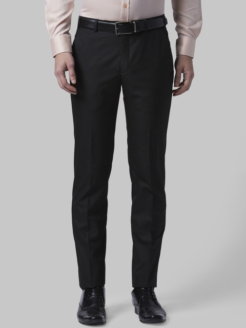 

Park Avenue Men Black Slim Fit Self Design Formal Trousers