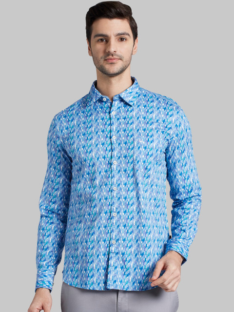 

Parx Men Blue Slim Fit Printed Casual Shirt