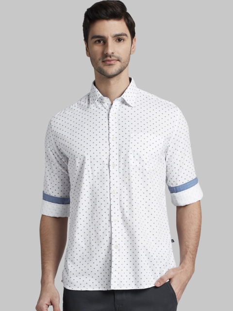 

Parx Men White Slim Fit Printed Casual Shirt