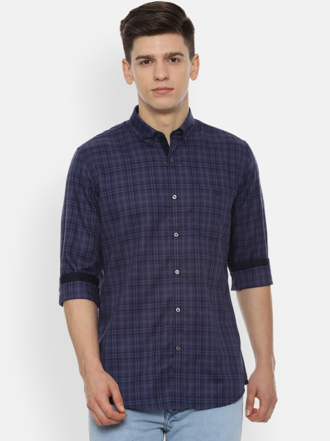 

Van Heusen Sport Men Navy Blue Slim Fit Checked Casual Shirt
