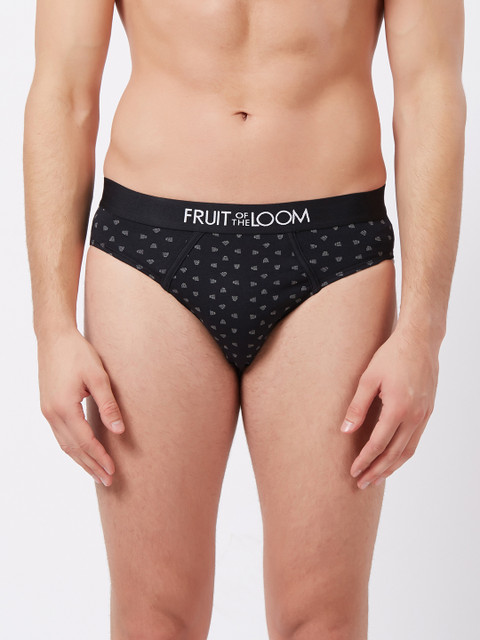 

Fruit of the loom Men Black Abstract Print Hip Briefs MHB14-A2P5