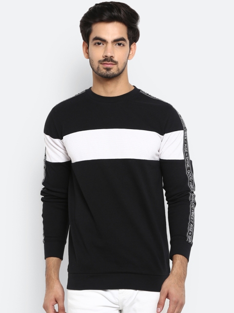 

Mufti Men Black & White Colourblocked Sweatshirt