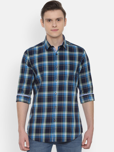 

Van Heusen Sport Men Navy Blue & White Slim Fit Checked Casual Shirt