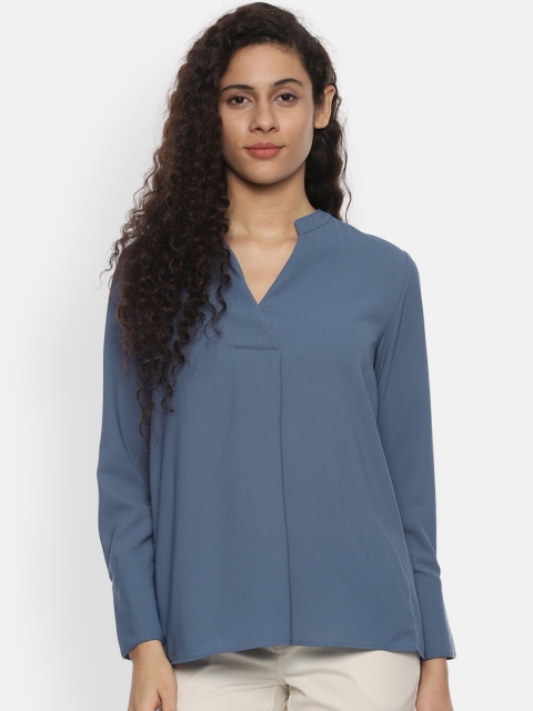 

Van Heusen Women Blue Solid A-Line Top