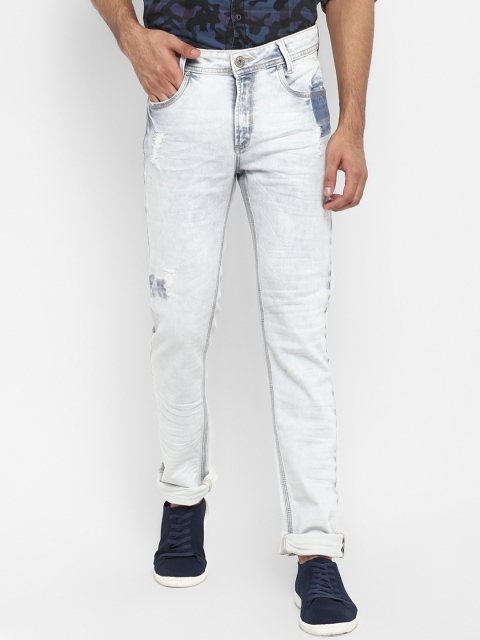 

Mufti Men Blue Slim Fit Mid-Rise Low Distress Stretchable Jeans