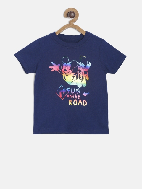 

MINI KLUB Boys Navy Blue Disney Printed Round Neck Pure Cotton T-shirt