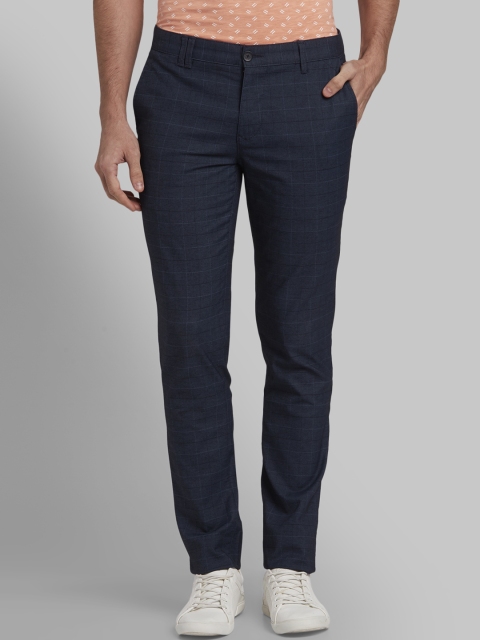 

Parx Men Blue Slim Fit Checked Regular Trousers