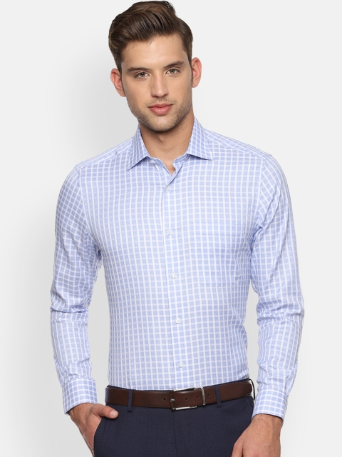 

Louis Philippe Men Blue & White Regular Fit Checked Formal Shirt