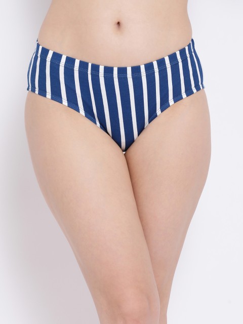 

Clovia Women Navy Blue & White Striped Hipster Briefs PN2855D08XL